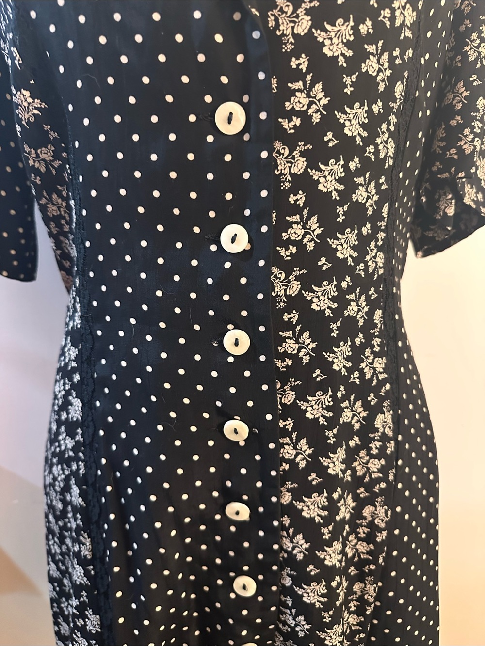 Gala Blanc Black and White Mixed-Print Button-Front Mini Dress - Picture 3 of 10
